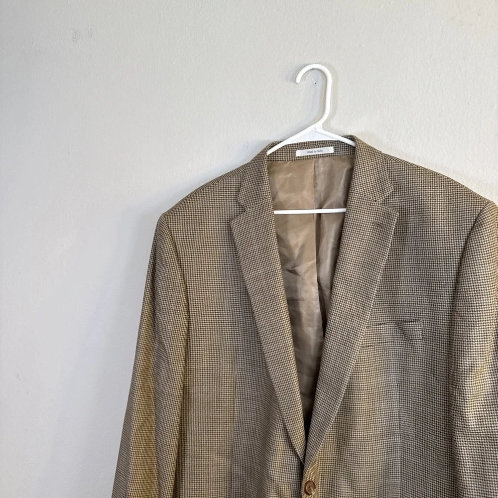 Lauren Ralph Lauren Blazer 48L‎ Plaid Patch Brown Sport Coat Suit Jacket